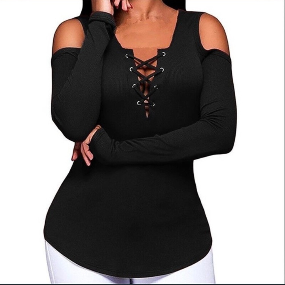 New Long Sleeved Lace Up Shirt